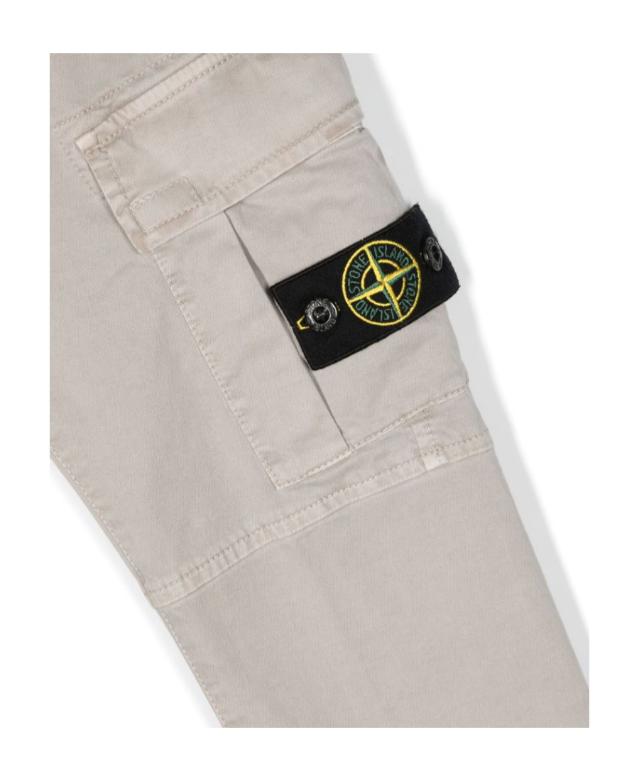 Stone Island Pantaloni Dritti Con Applicazione Compass In Gray