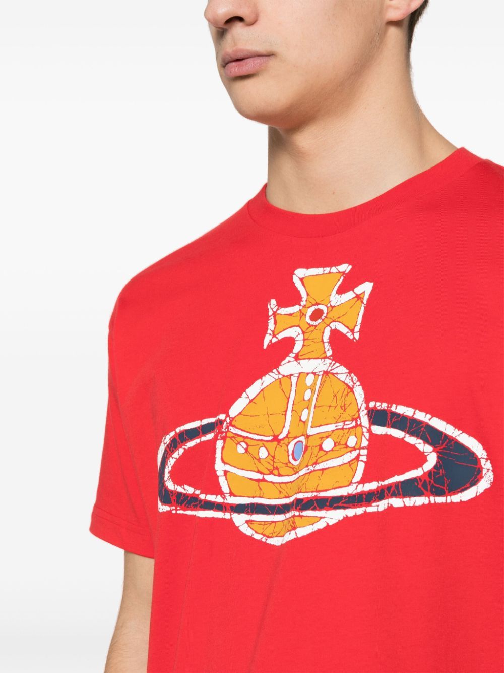 Shop Vivienne Westwood Orb-logo-print Cotton T-shirt In Red