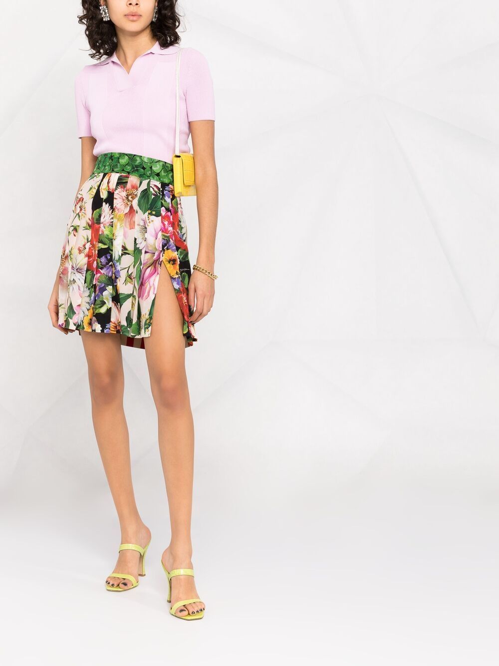 Dolce & Gabbana Floral-print Pleated Skirt In Multicolor