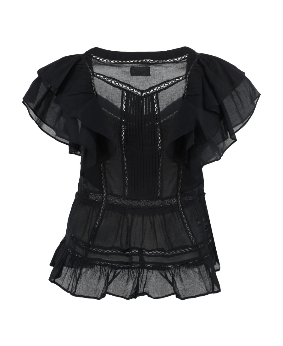 Isabel Marant Étoile Short-sleeve Ruffled Blouse In Black