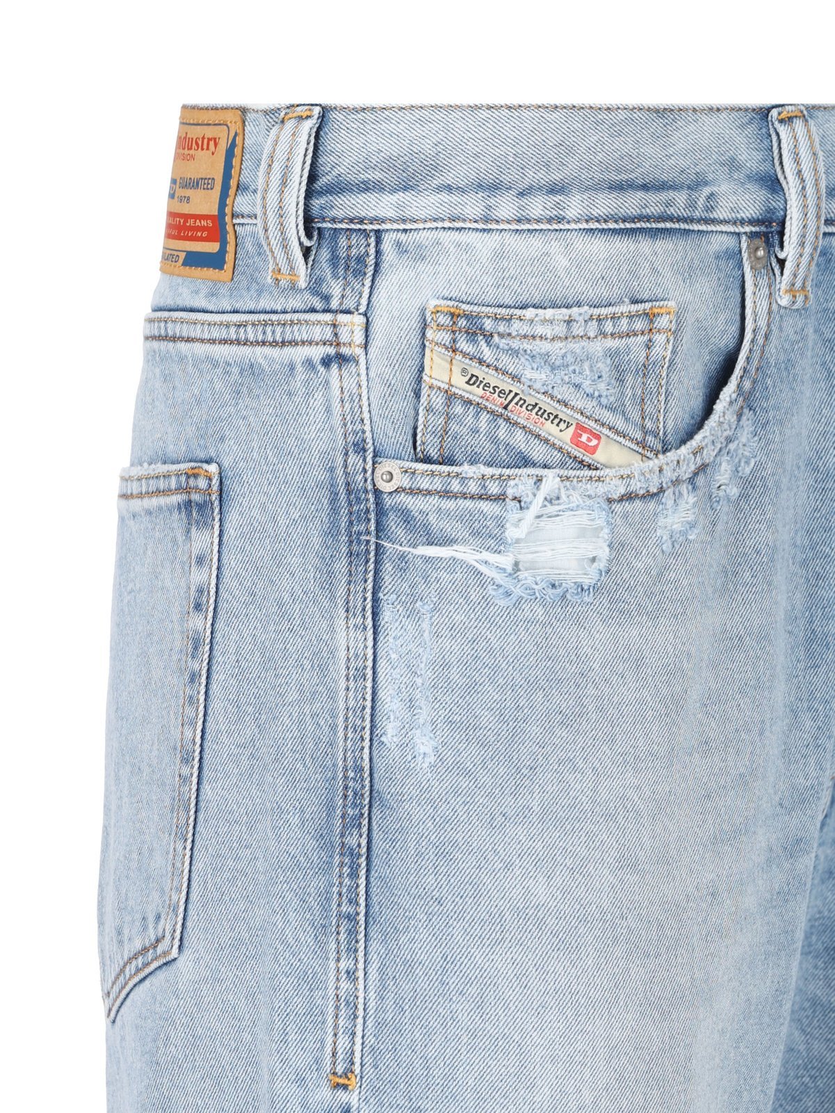 Diesel Straight-leg Ripped Jeans In Blue