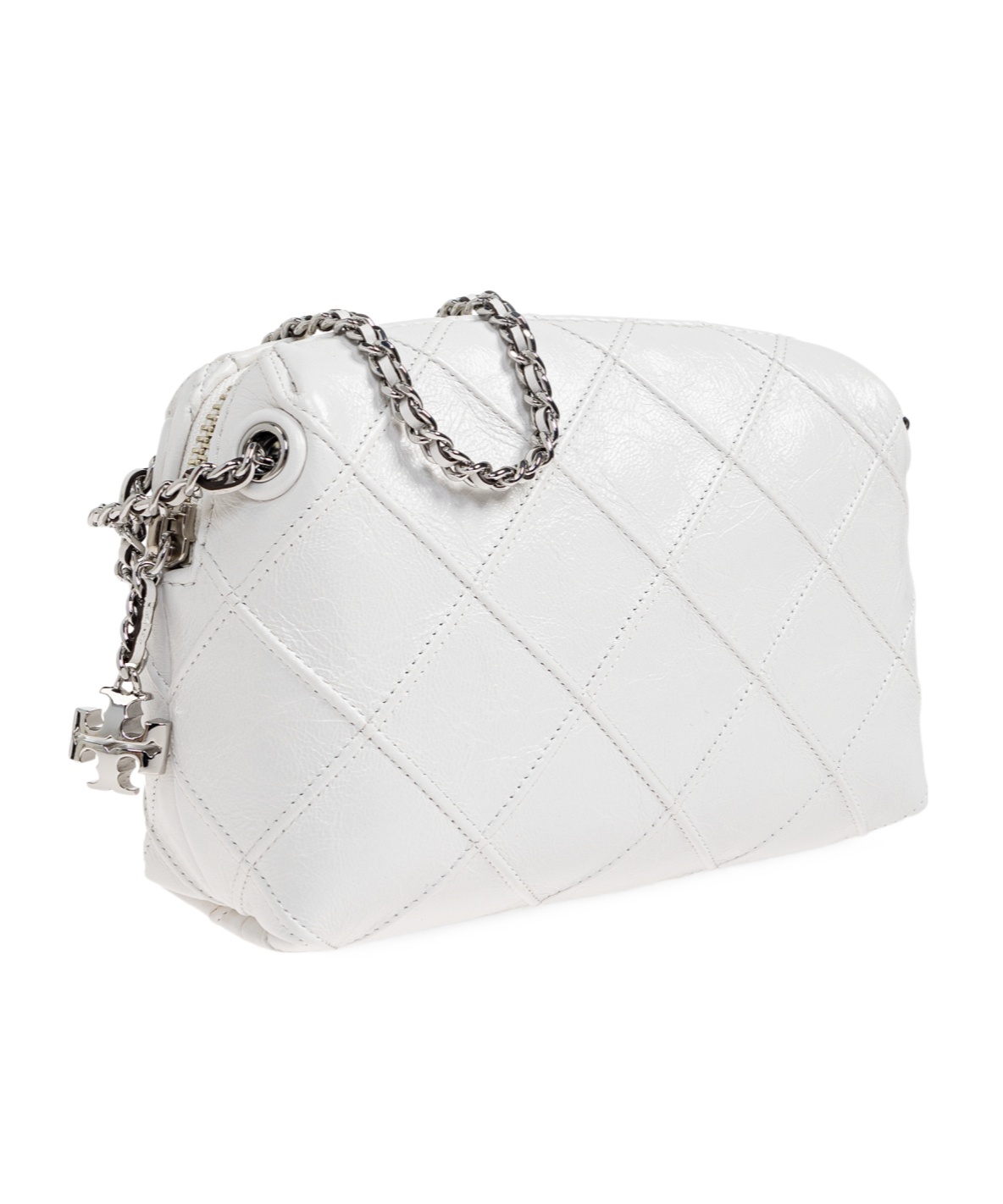 Tory Burch Fleming Quilted Chain Mini Bag In White