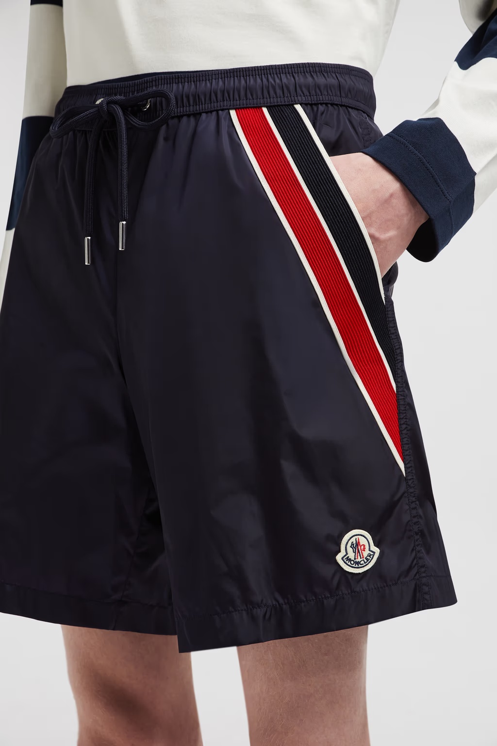 Moncler Light Bi-stretch Nylon Swim Shorts In Blue