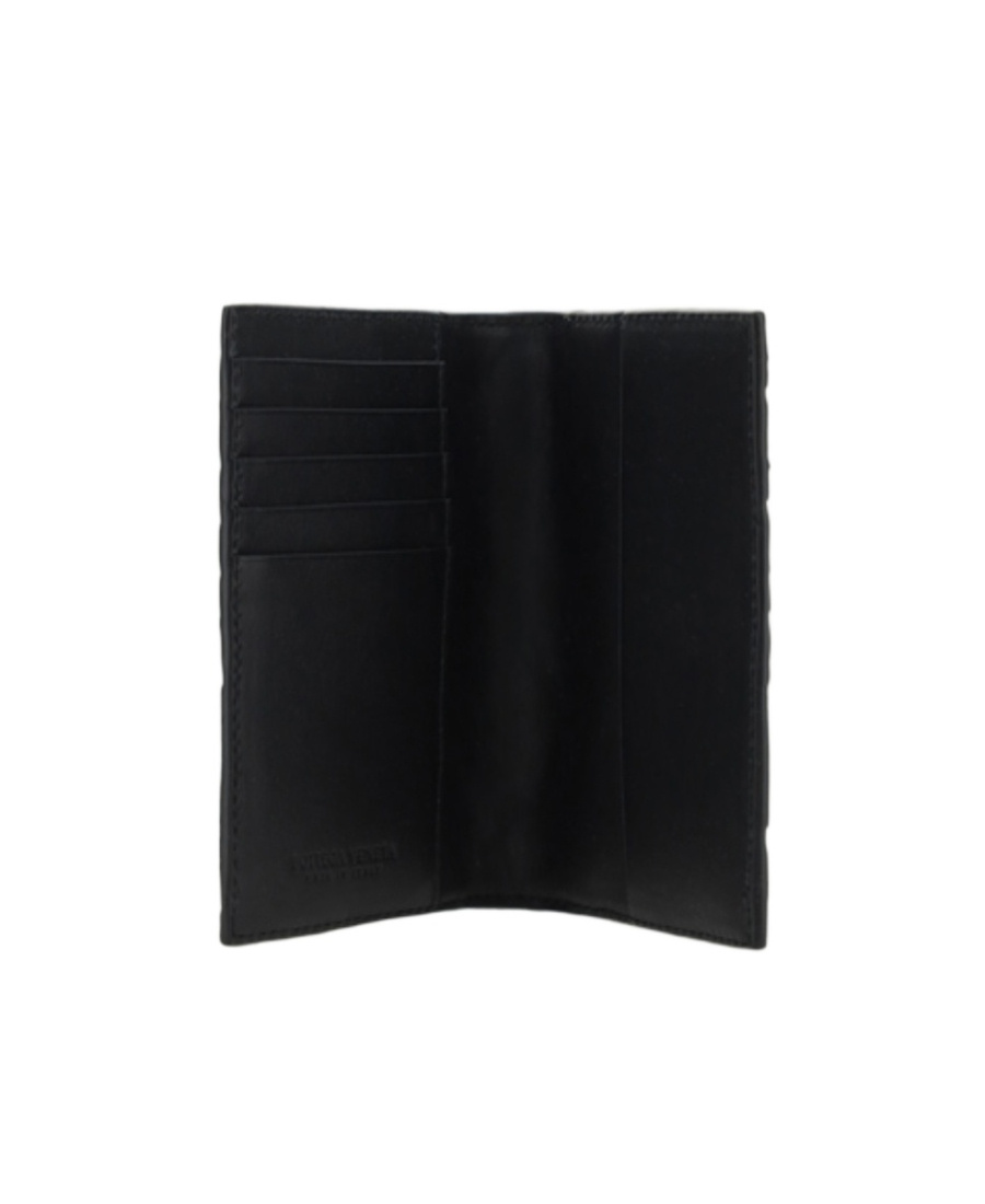 Bottega Veneta Leather Intrecciato Bifold Card Holder In Black