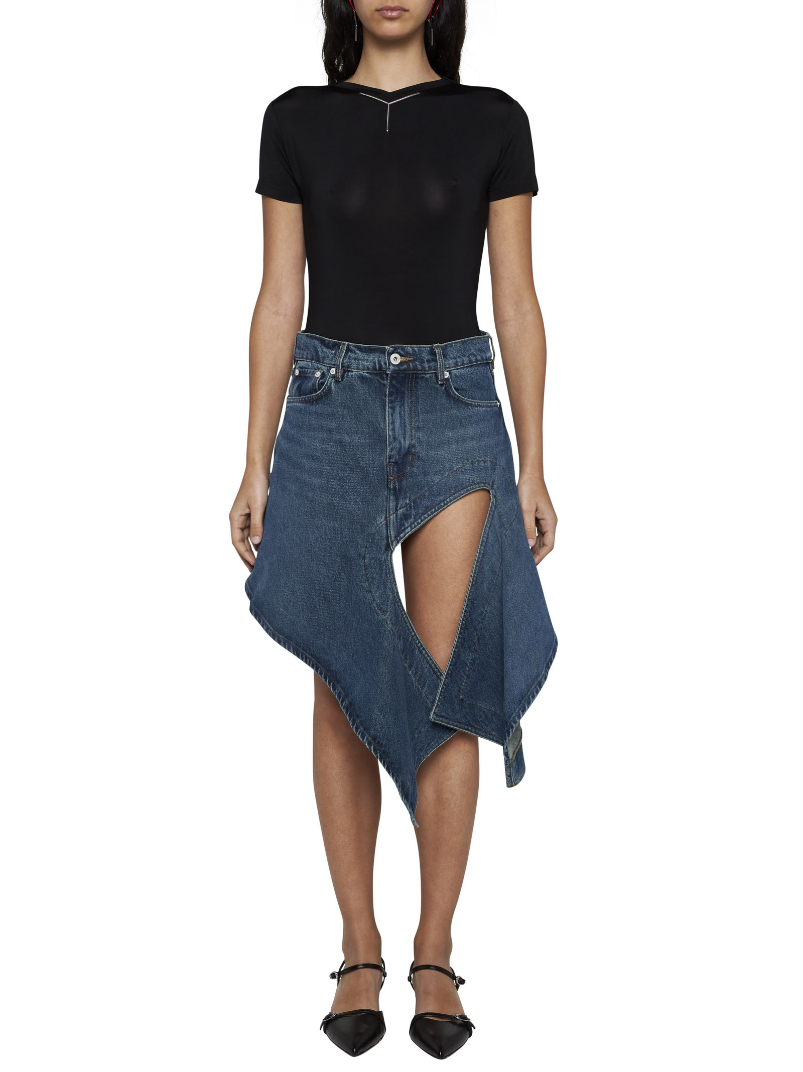 Y/project Black Stretch Jersey Y Chrome Baby Tee In Black