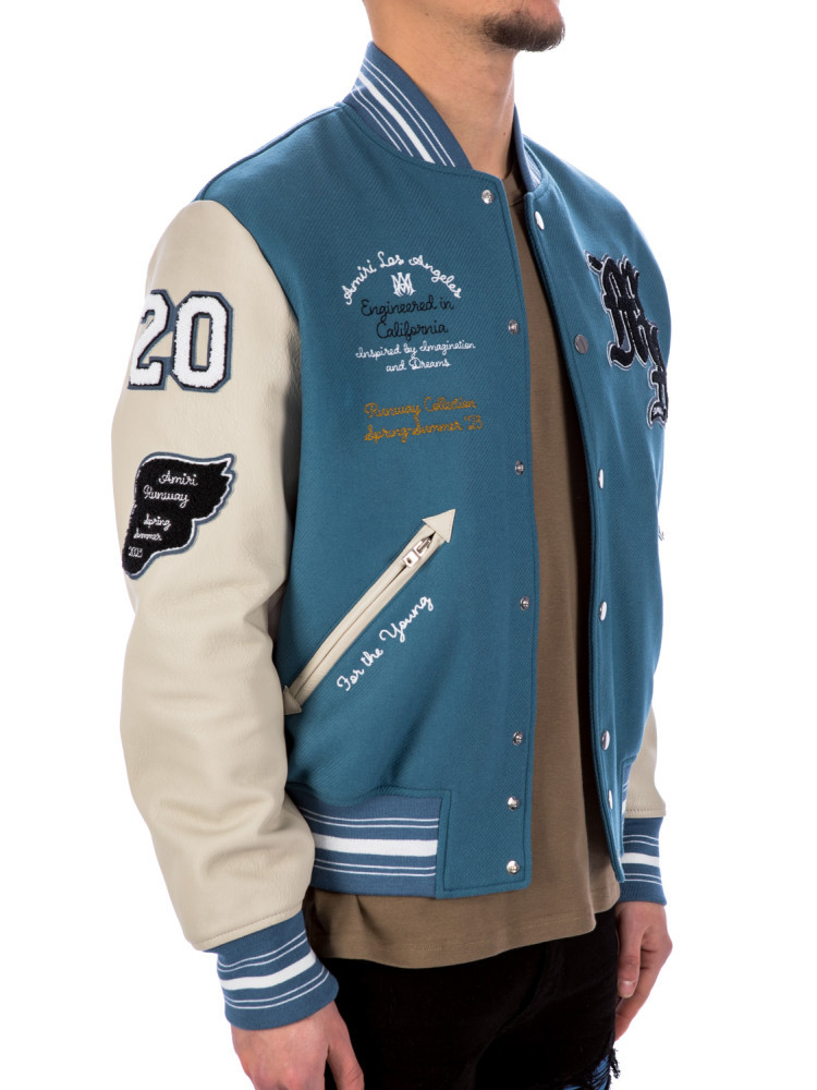 Amiri Oversized Varsity Jacket Ribbed Collar In Blue