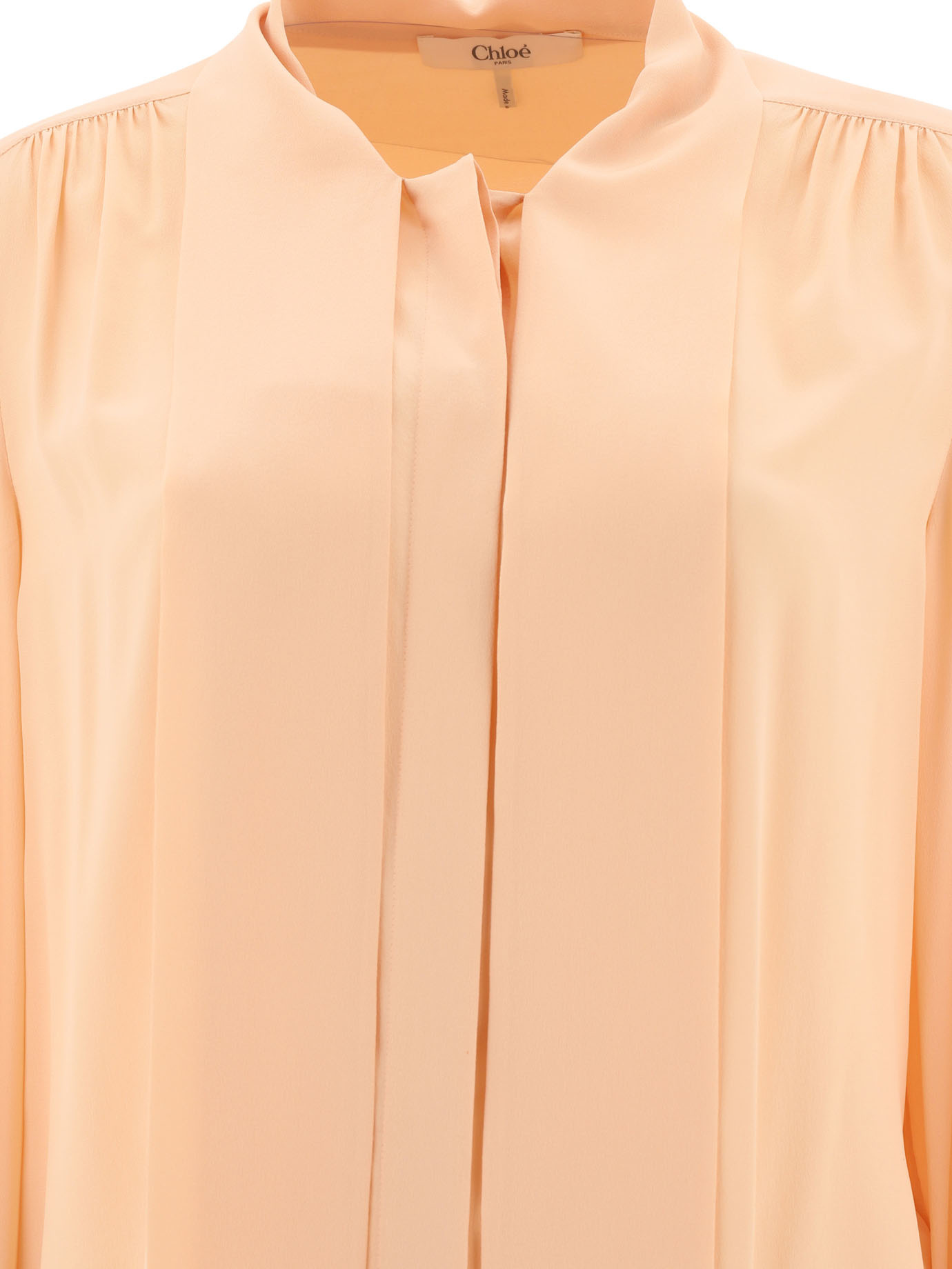Chloé Sheer Fabric Blouse Drawstring Cuffs In Nude