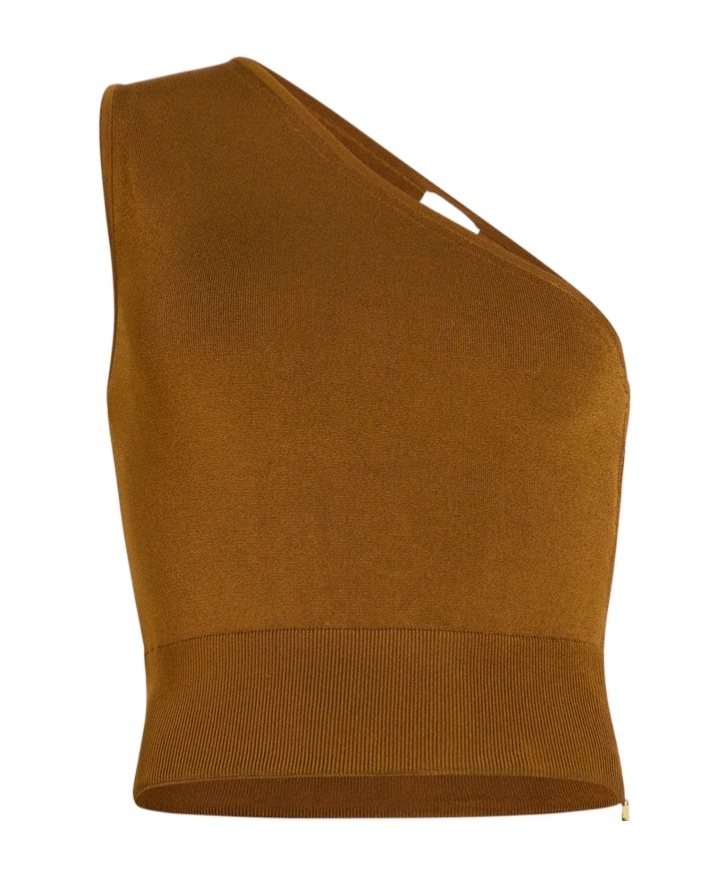 Patou One-shoulder Knit Top In Caramel Color