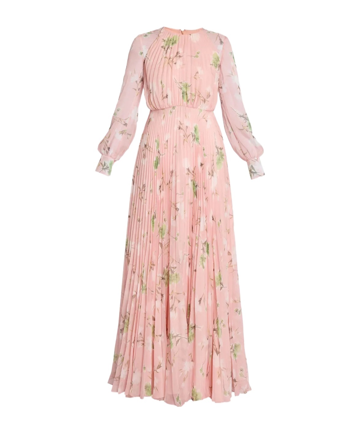 Shop Erdem Floral Pleated Maxi Dress In Pink