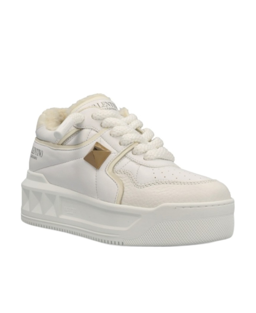 Shop Valentino One Stud Xl Flatform Sneakers In White