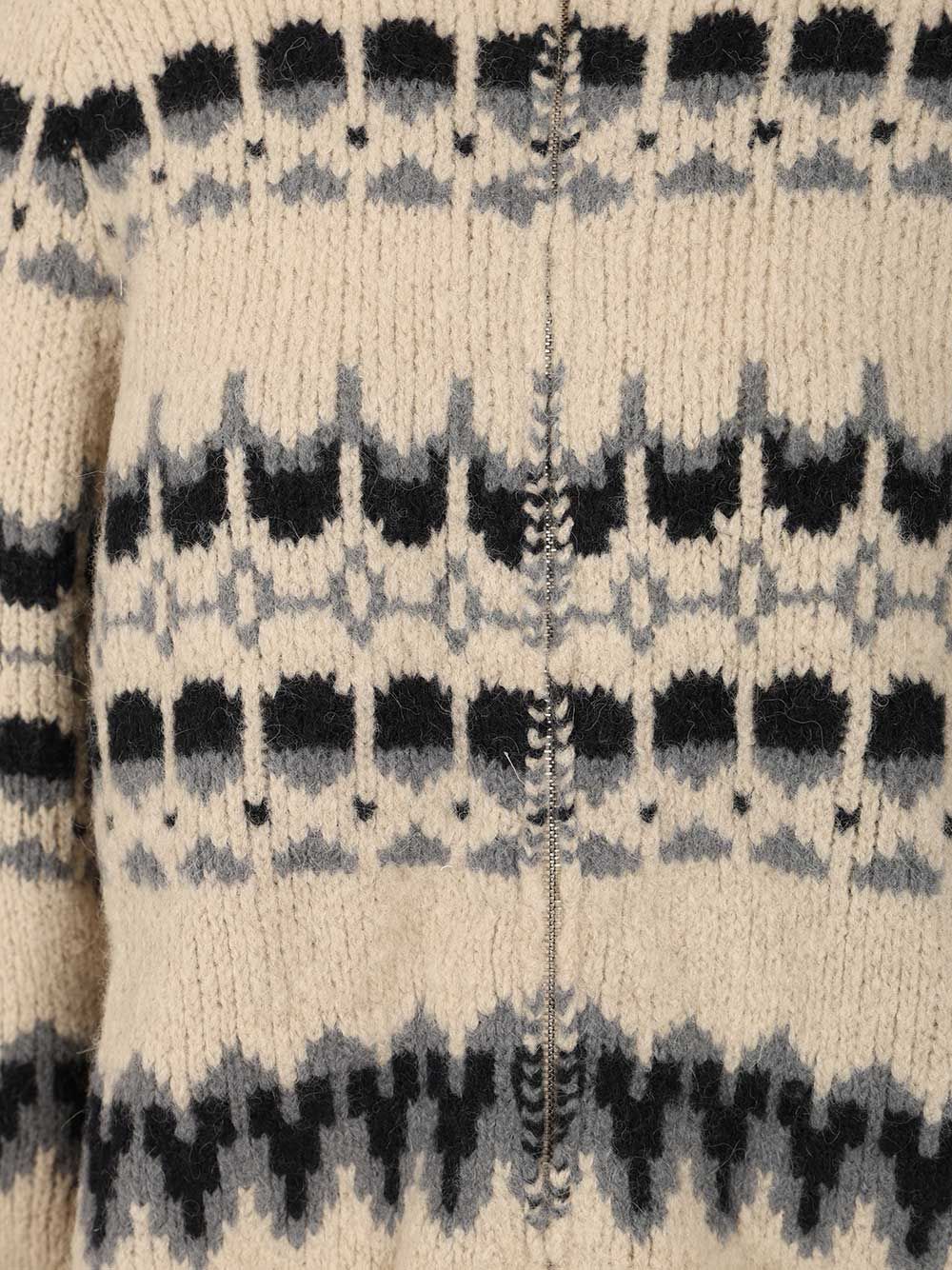 Barena Venezia Patterned Zip-up Cardigan In Brown