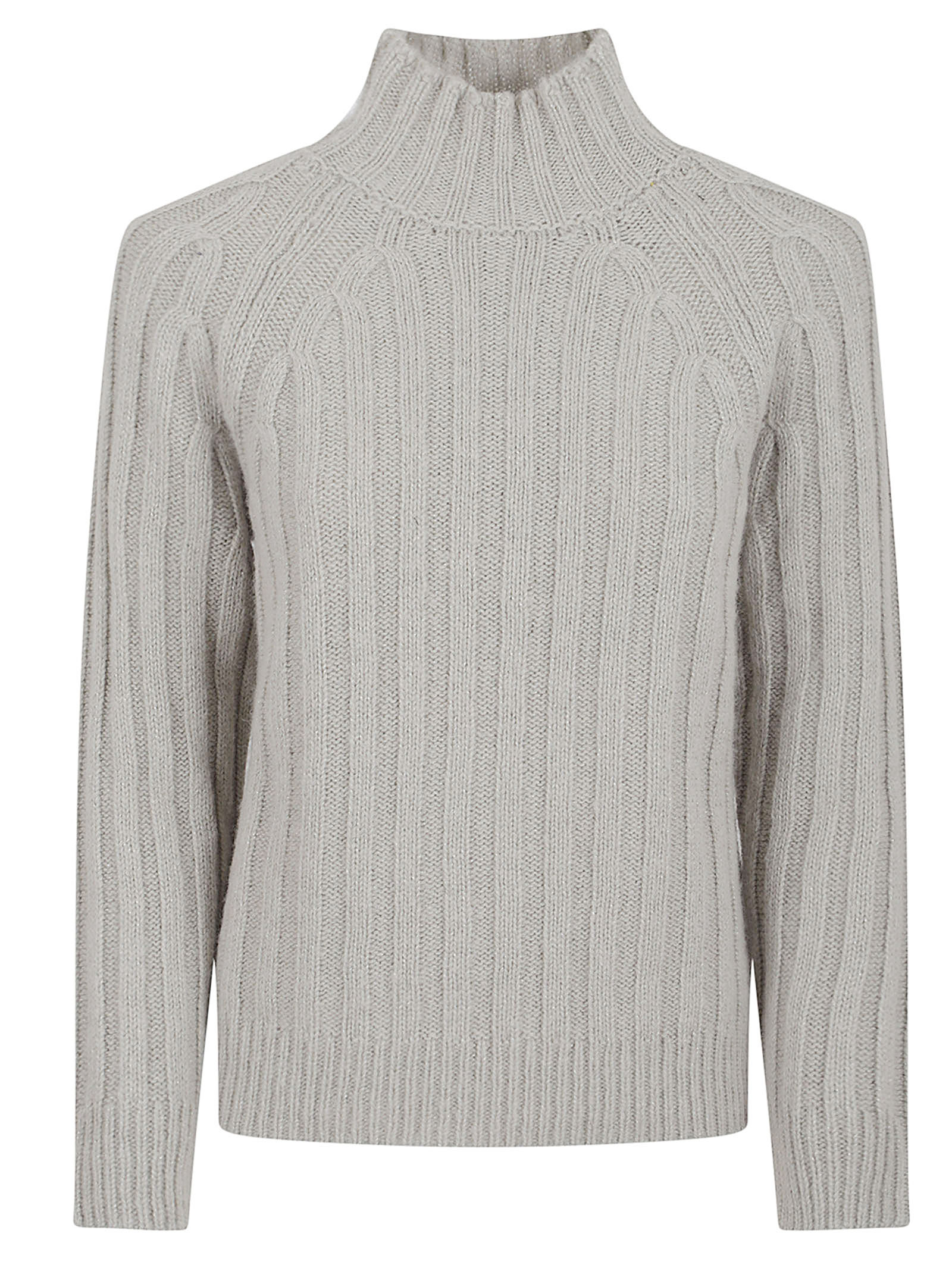 Peserico High Neck Long Sleeve Knit Sweater In Gray