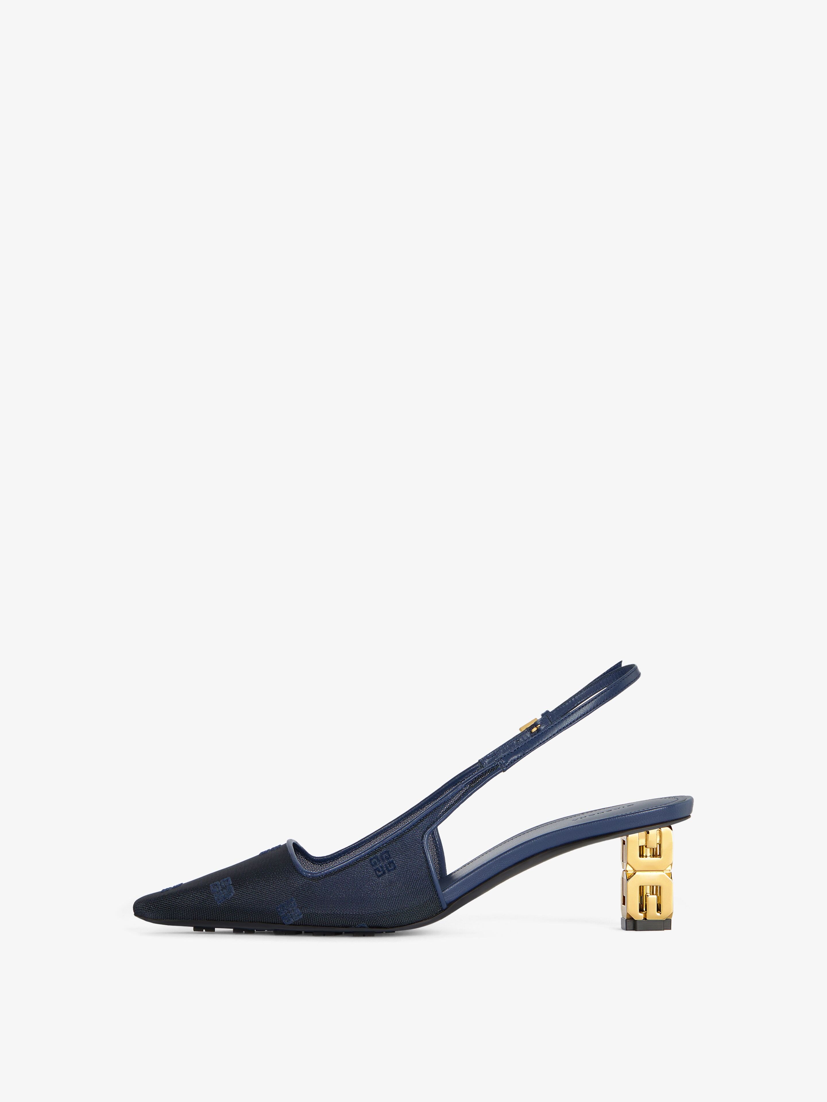 Givenchy G Cube Slingbacks In 4g Mesh In Navy
