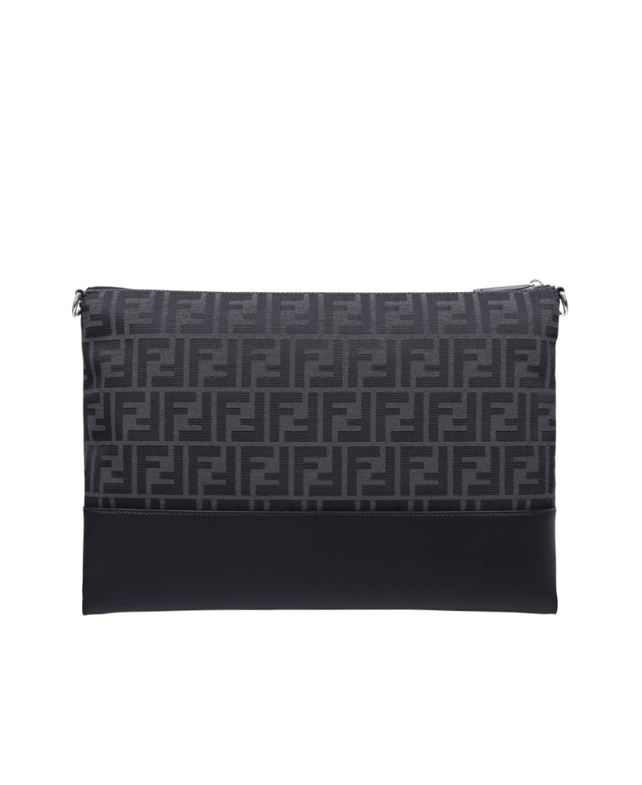Fendi Ff Pattern Shoulder Bag In Black