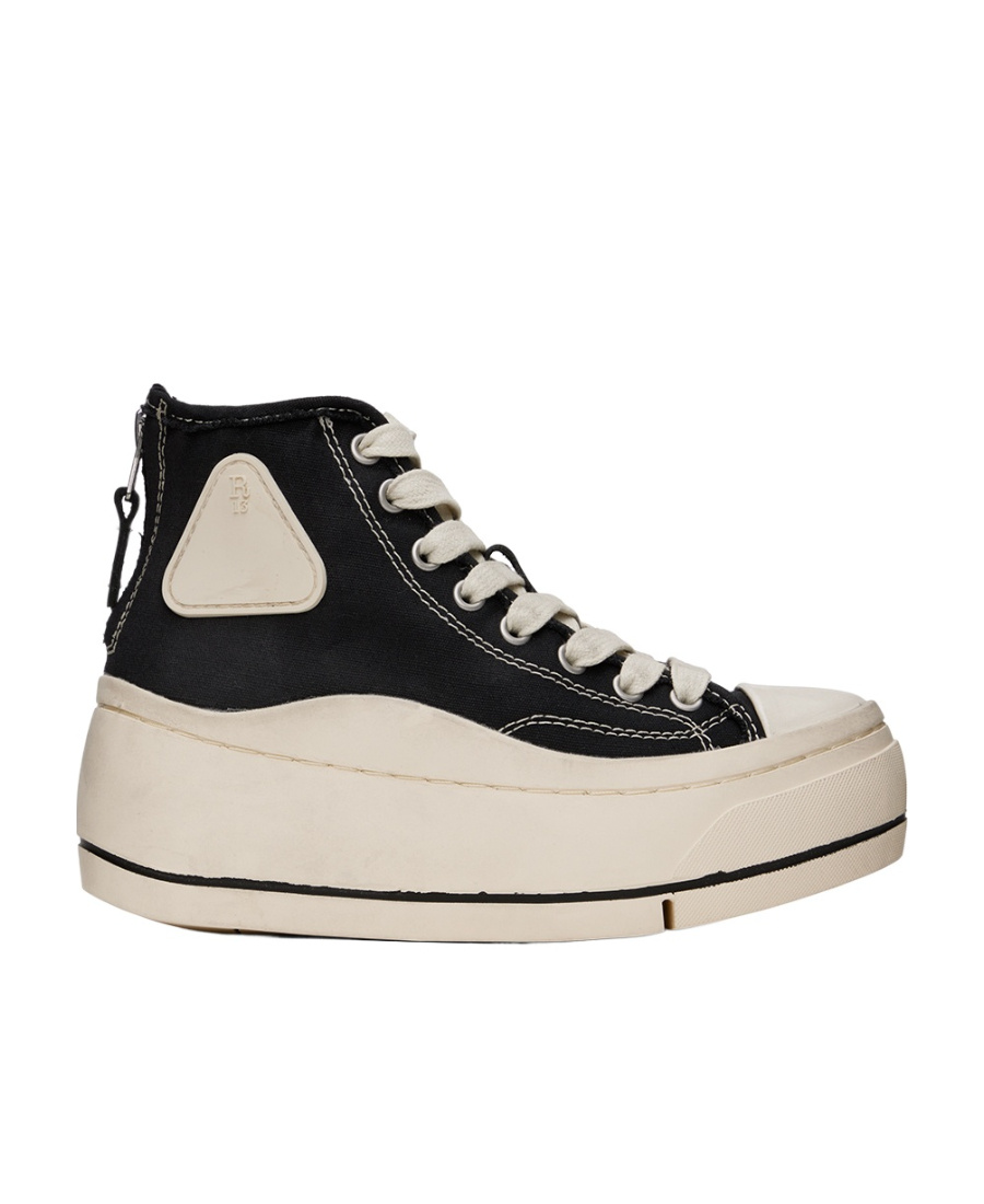 R13 PLATFORM HIGH-TOP CANVAS SNEAKERS 