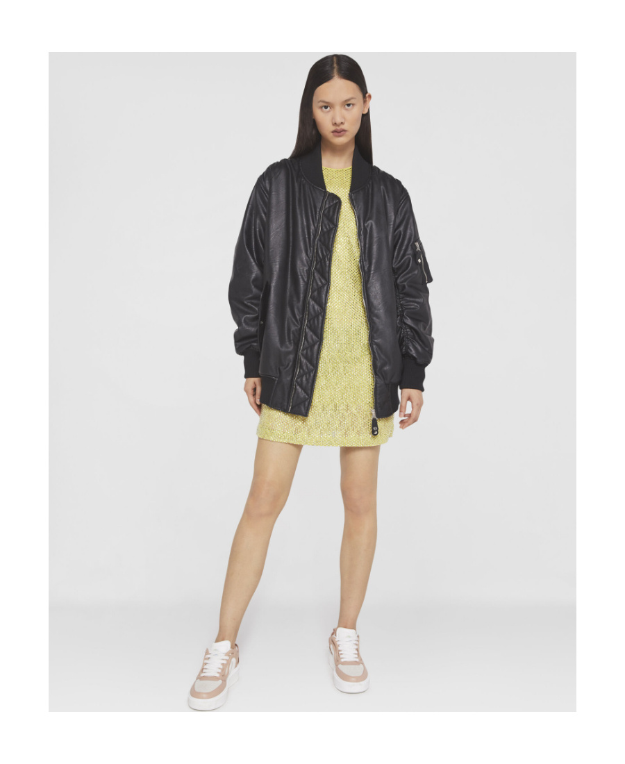 Stella Mccartney Logo Leather Jacket In Black
