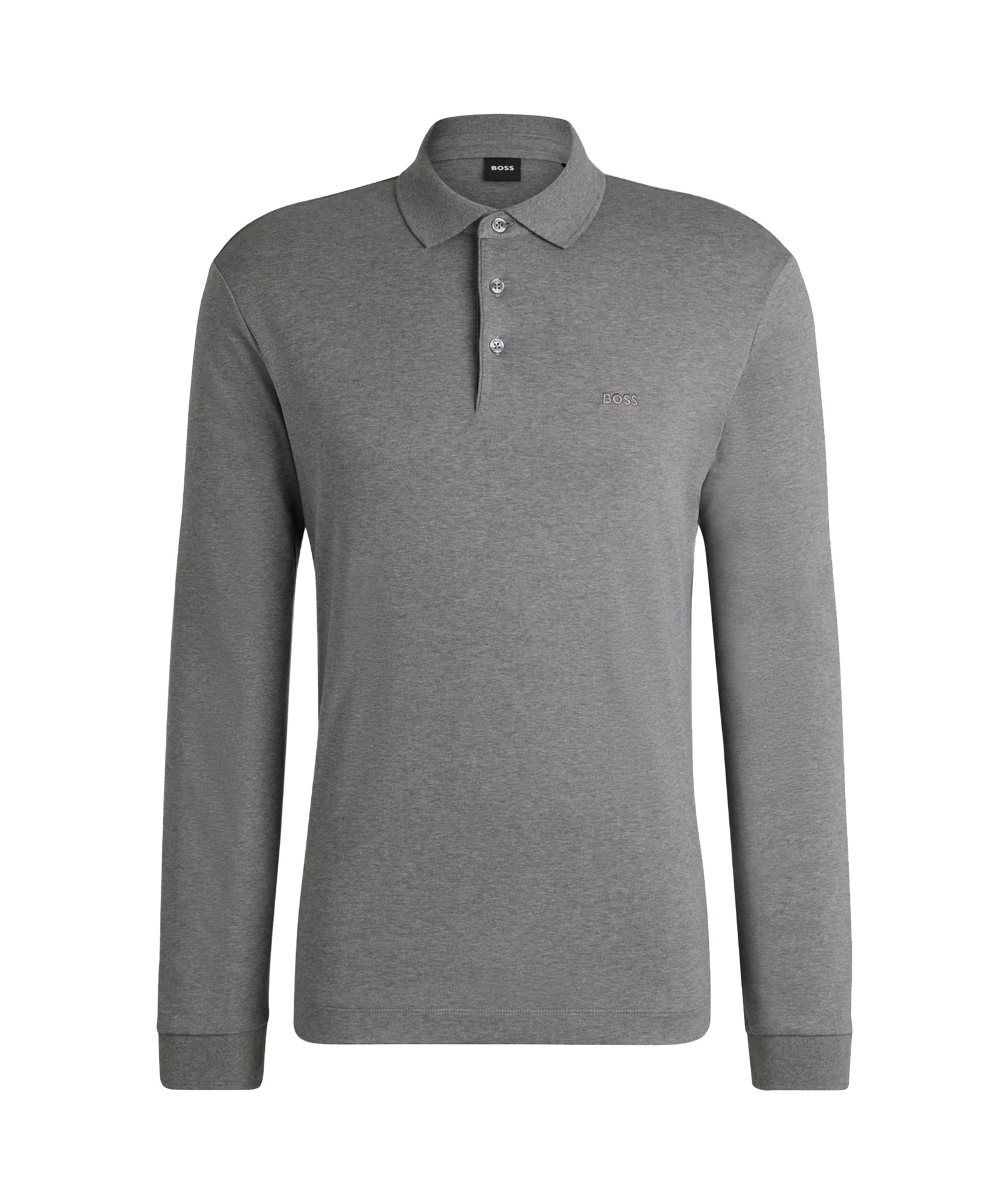 Hugo Boss Organic-cotton Polo Shirt With Embroidered Logo In Gray