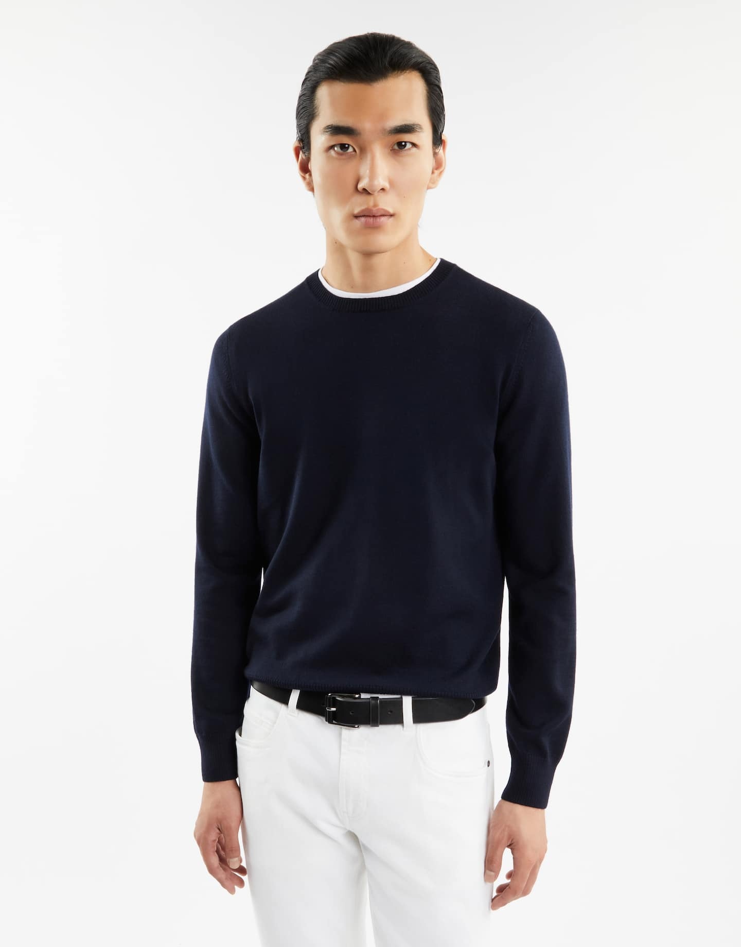 Fay Round-neck Pullover In Wool In Black