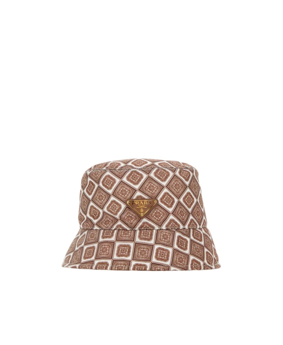 Prada Printed Re-nylon Bucket Hat In Brown
