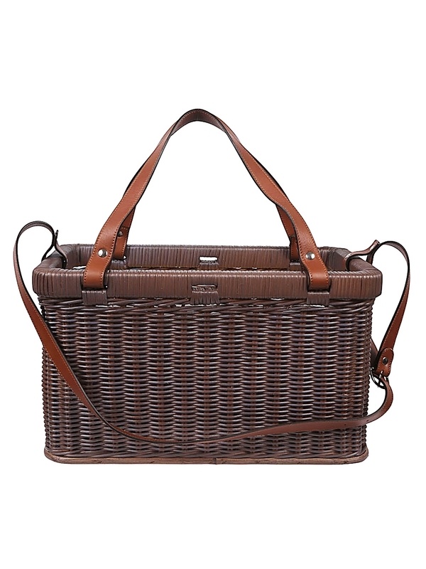 Brunello Cucinelli Woven Wicket Basket In Brown