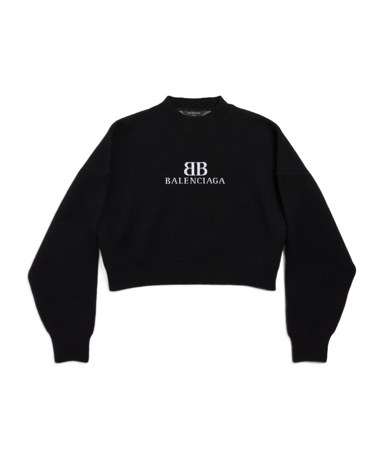 BALENCIAGA WOMEN'S CROPPED CREWNECK IN BLACK/WHITE