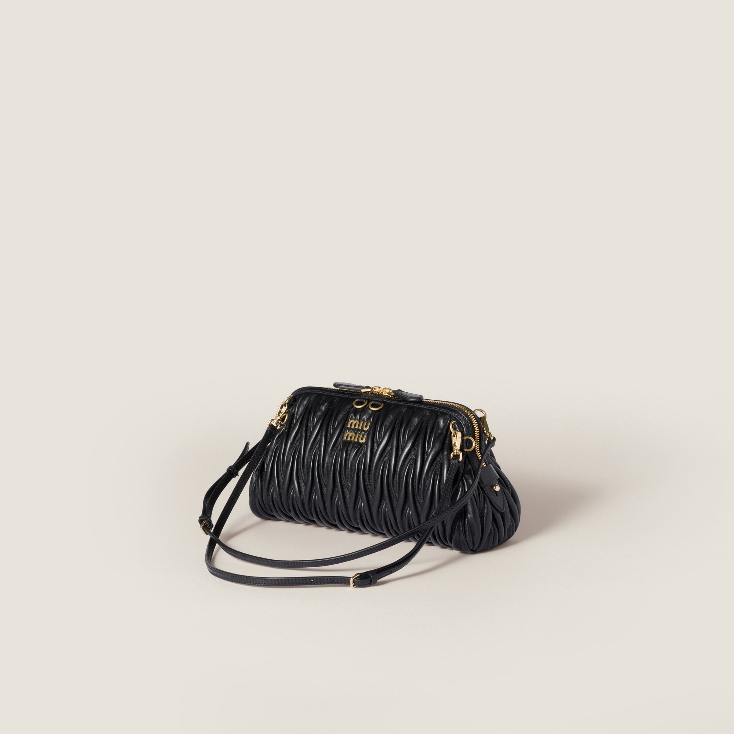 Miu Miu Matelassé Nappa Leather Clutch In Black
