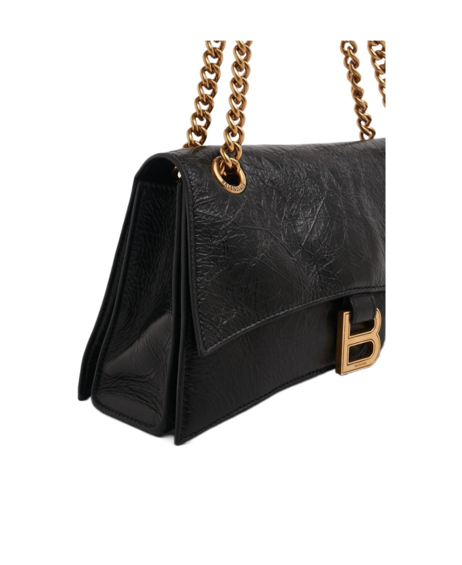 Shop Balenciaga Crush Small Leather Shoulder Bag In Black