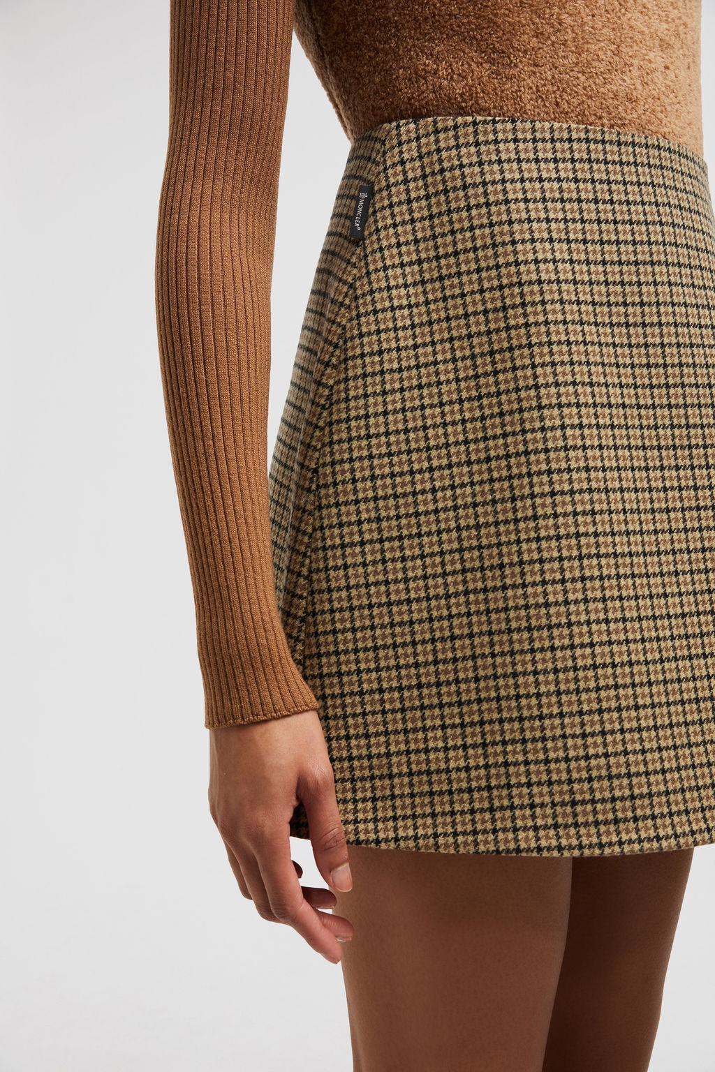 Moncler Houndstooth Plaid Mini Skirt In Multicolor