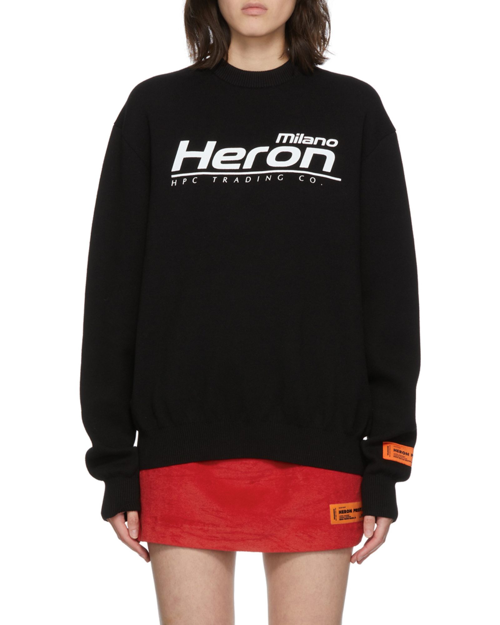 Heron Preston Logo Intarsia Cotton Knit Sweater In Black