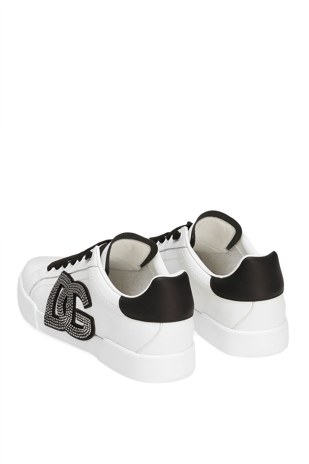 Dolce & Gabbana Portofino Rhinestone-embellished Logo Sneakers In White
