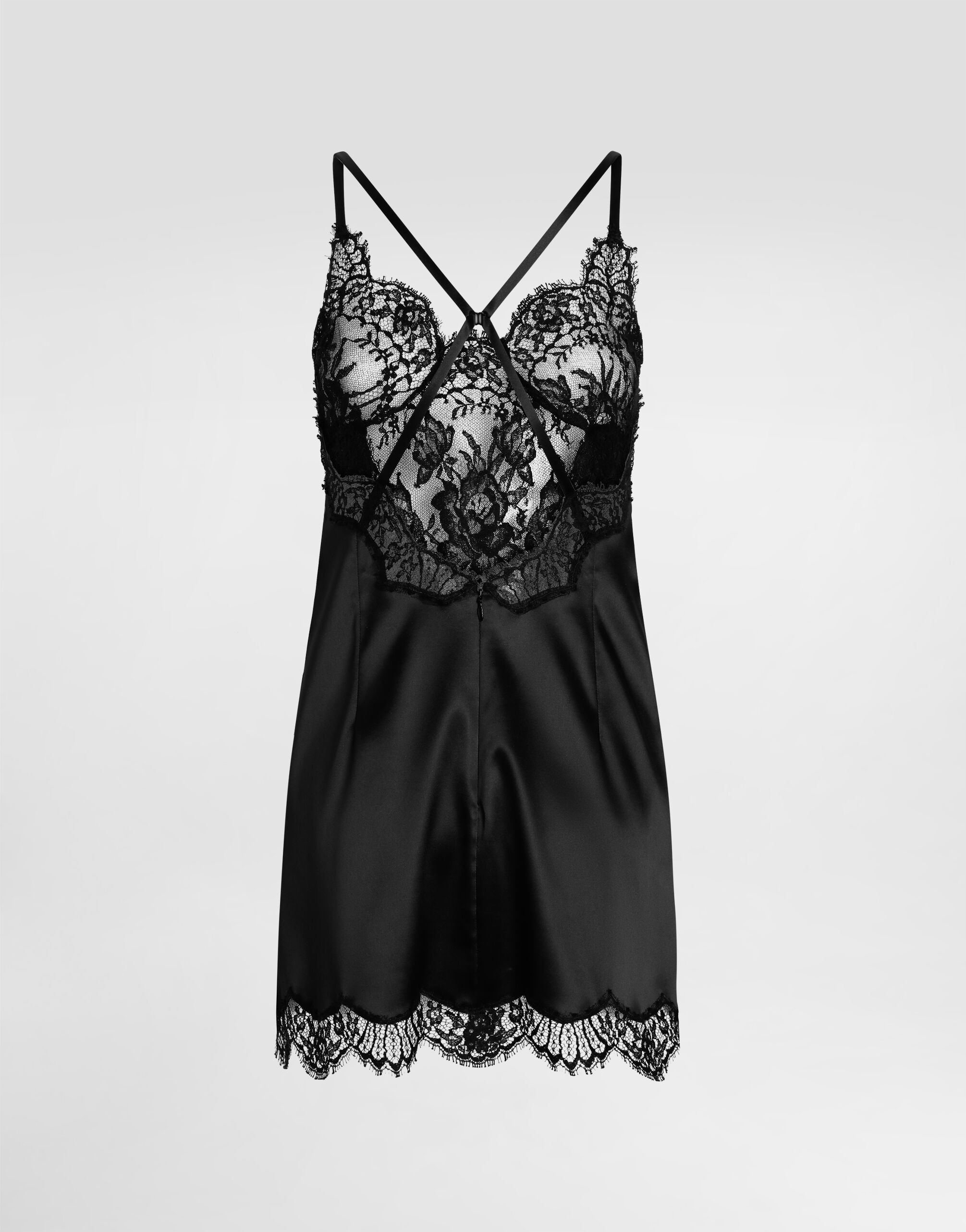 Dolce & Gabbana Lace-embroidered Satin Camisole In Black