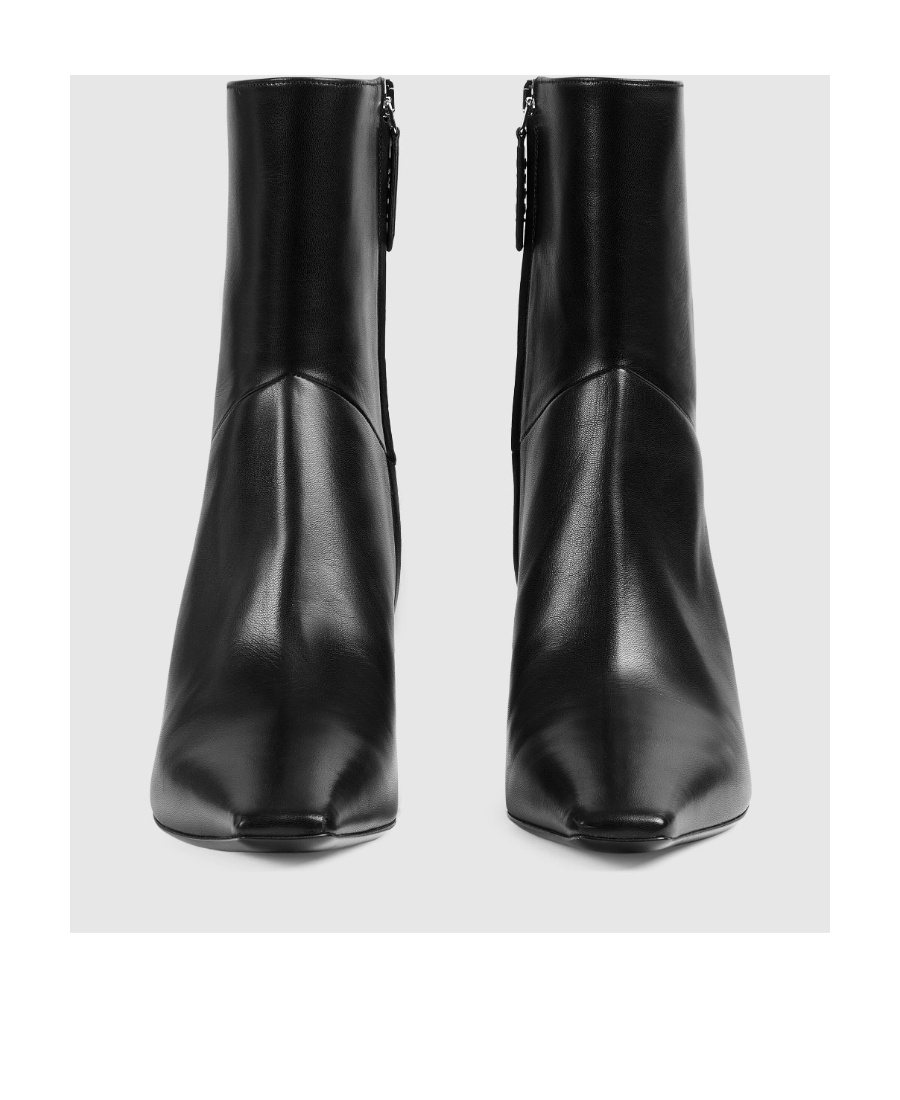 Gucci Squared Toe Malaga Leather Booties 7cm In Black