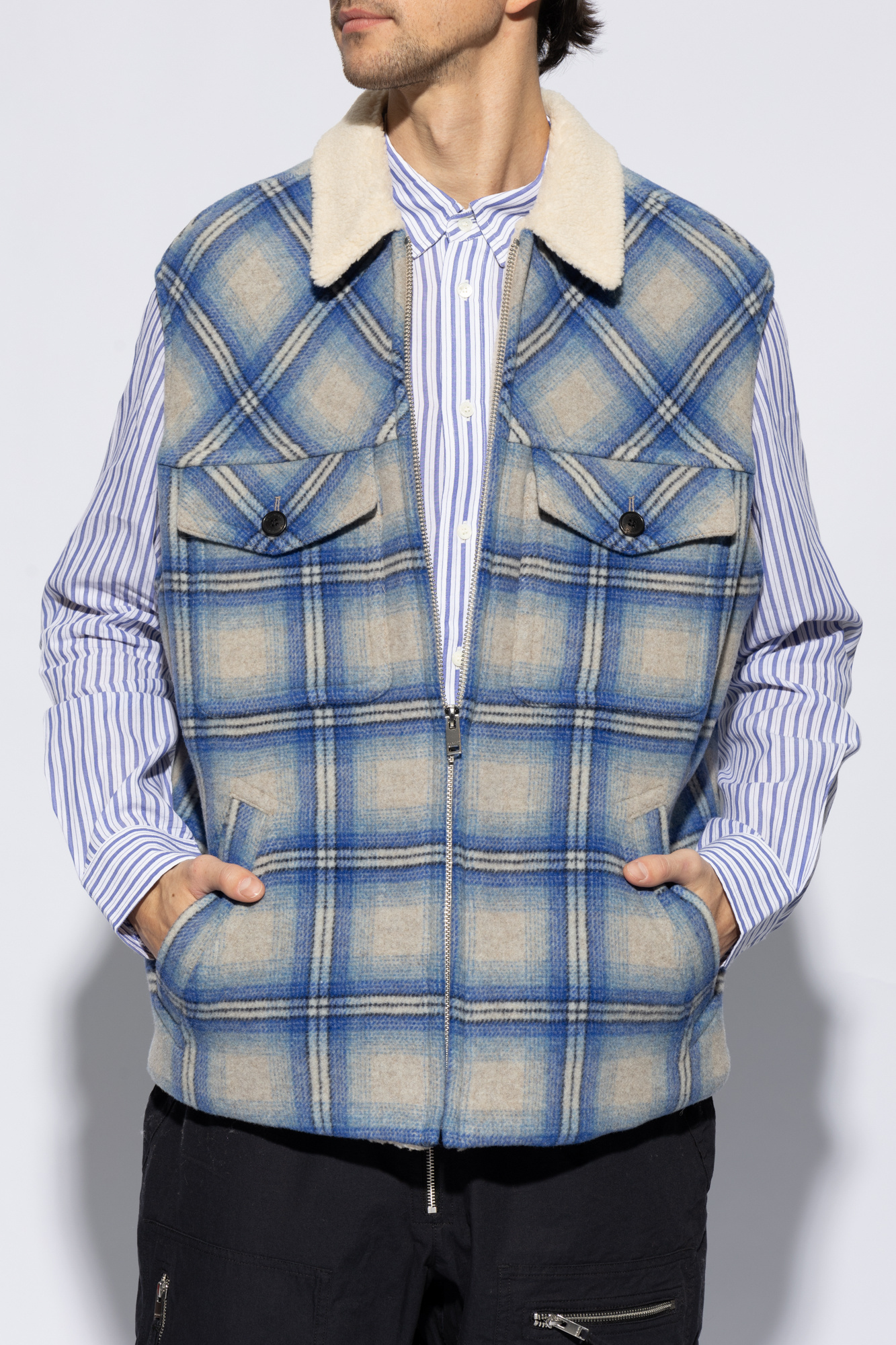 Isabel Marant Kiraneo Plaid-check Gilet In Gray