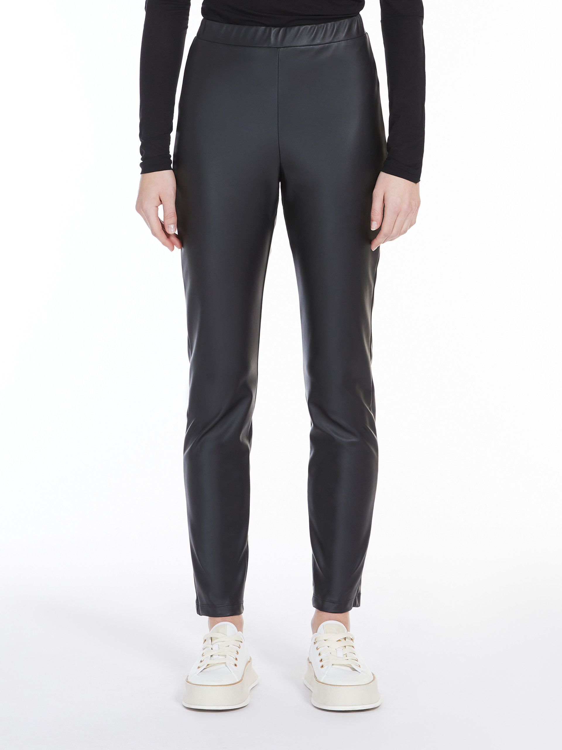 Max Mara Coated Knitted Tights In Black
