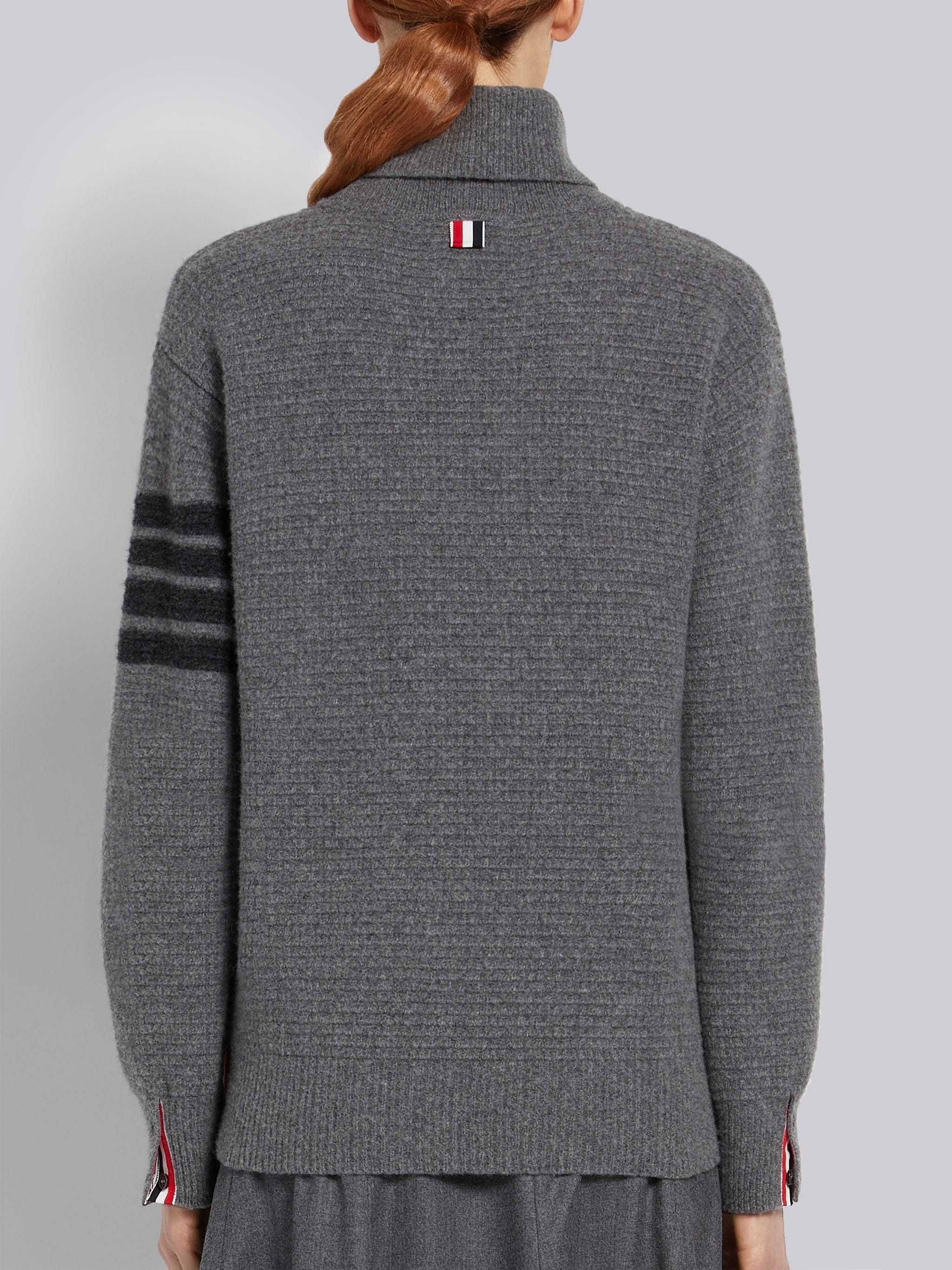 Thom Browne Tonal 4-bar Roll Neck Jumper In Black
