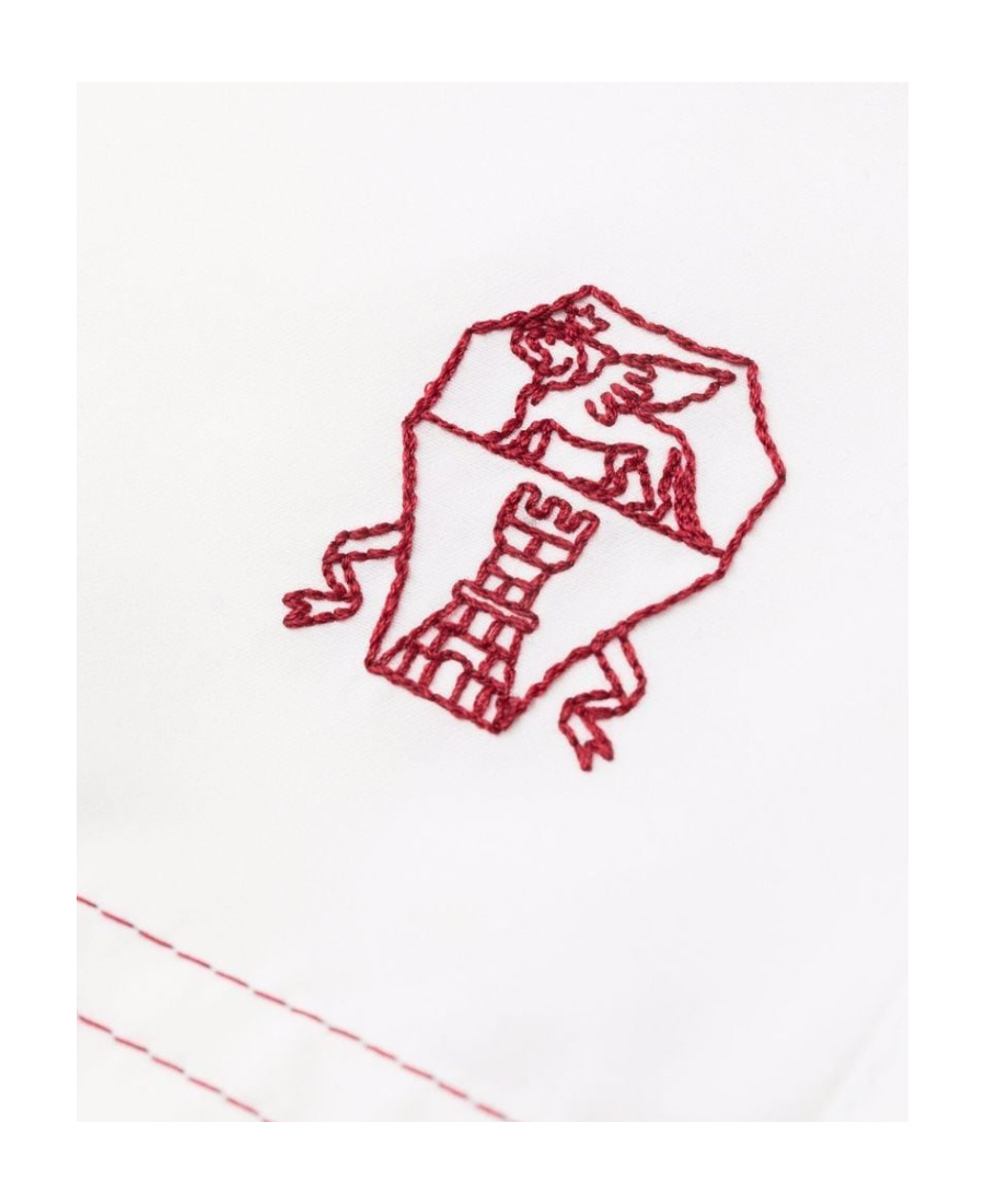 Brunello Cucinelli Straight-leg Long-length Logo-embroidered Swim Shorts In White