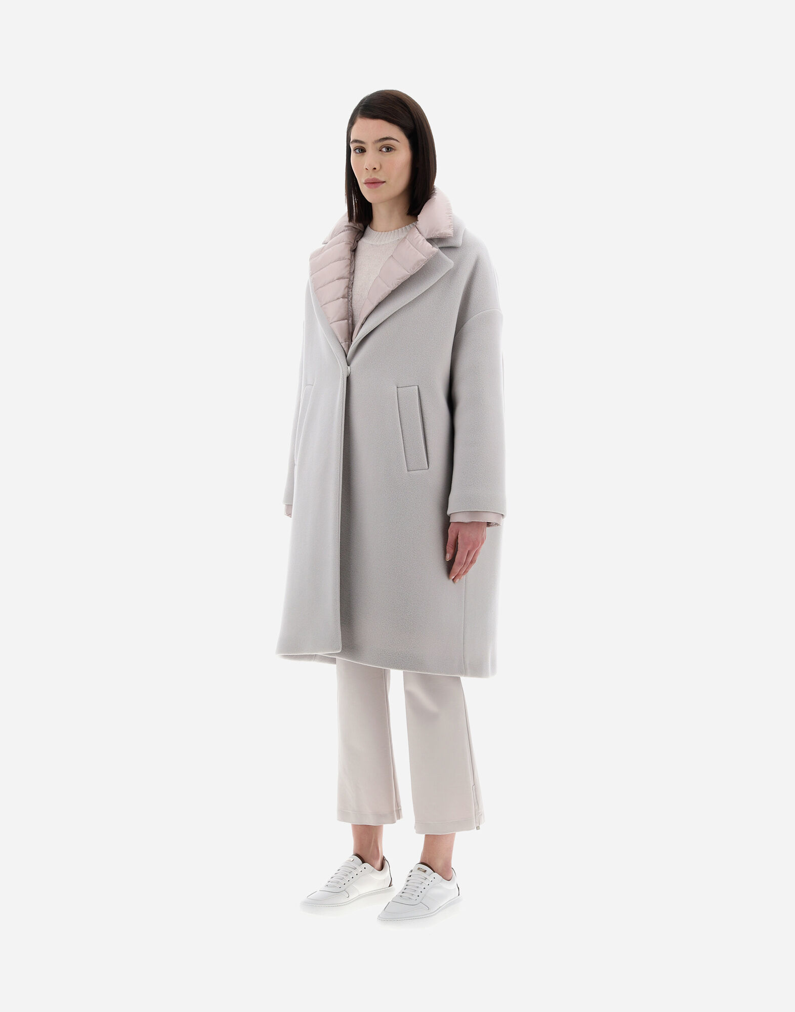 Herno Beige Long Casual Jacket In Gray