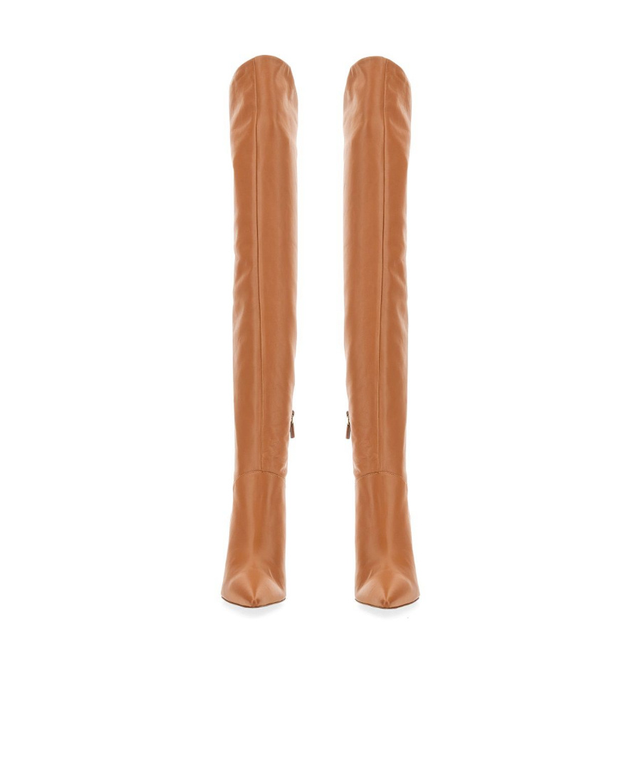 Stuart Weitzman Pointed Leather Knee-high Boots In Brown