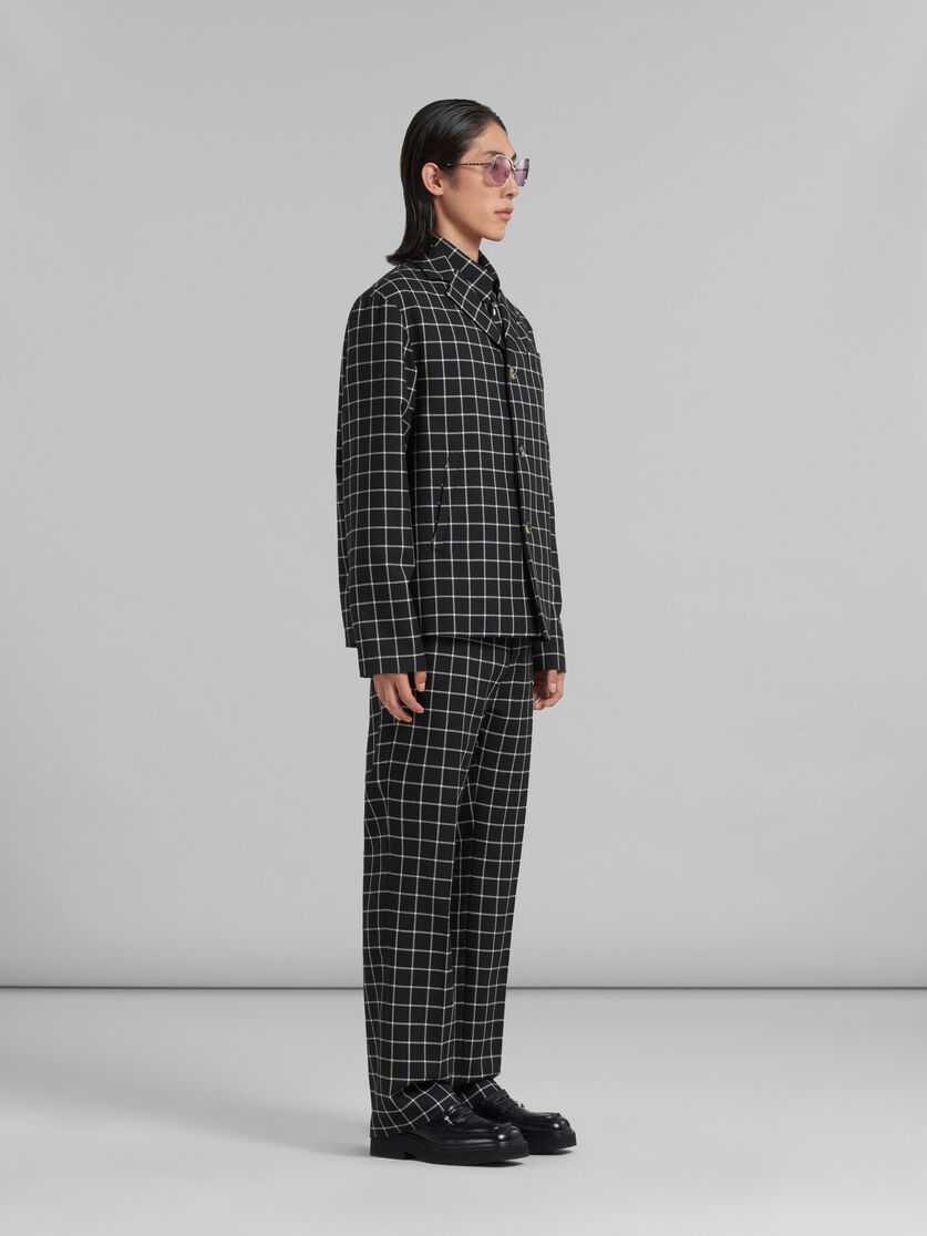 Marni Grid-pattern Single-breasted Blazer In Black