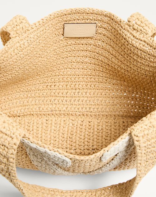 Valentino Garavani Viva Superstar Medium Shopping Bag In Raffia In Brown