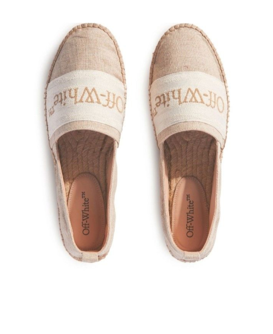 Shop Off-white Bookish Canvas Espadrilles In Nude