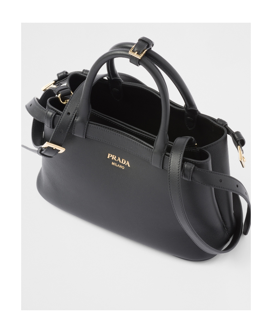 Prada Logo-lettering Leather Tote Bag In Black