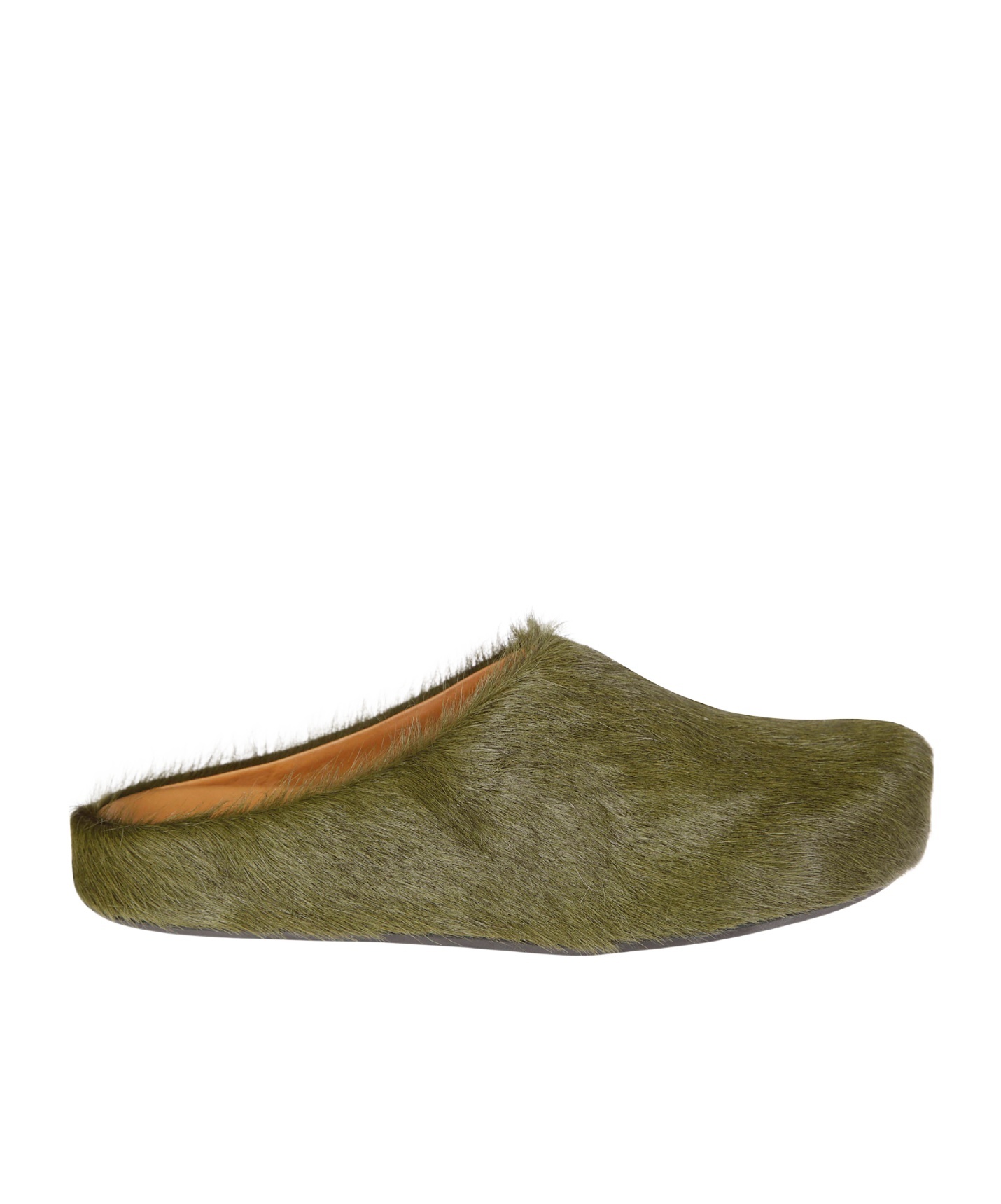 Marni Deep Sage Calf Hair Fussbett Sabot Mules In Green