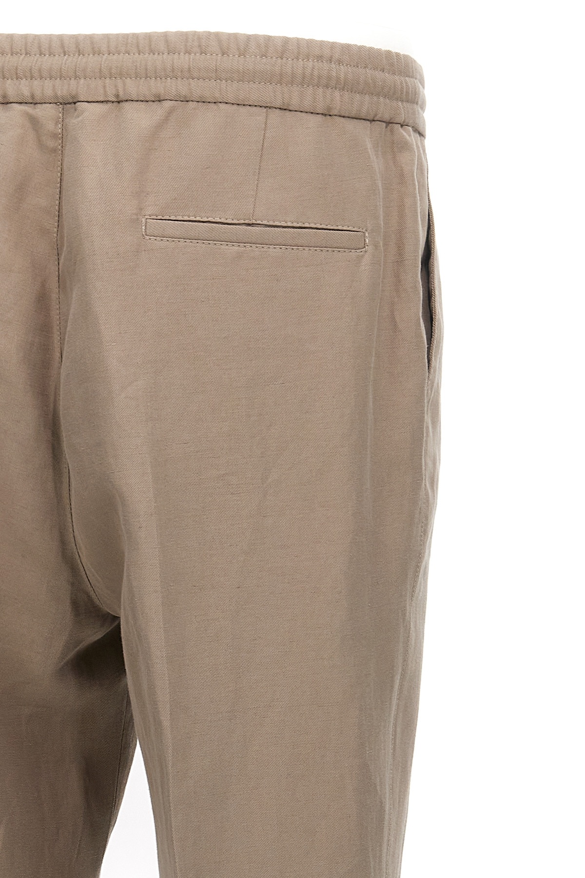 Brunello Cucinelli Trousers Linen Elastic Waistband In Gray