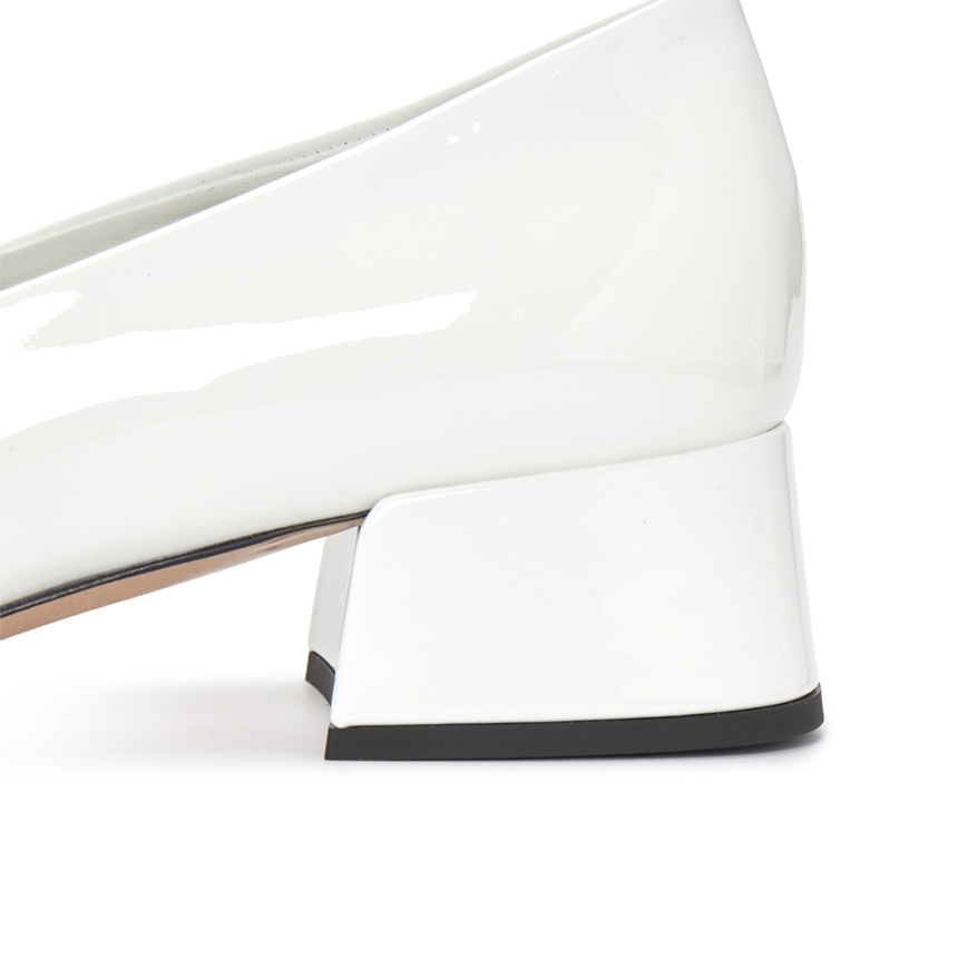 Miu Miu Square Head Loafer Shoes In White