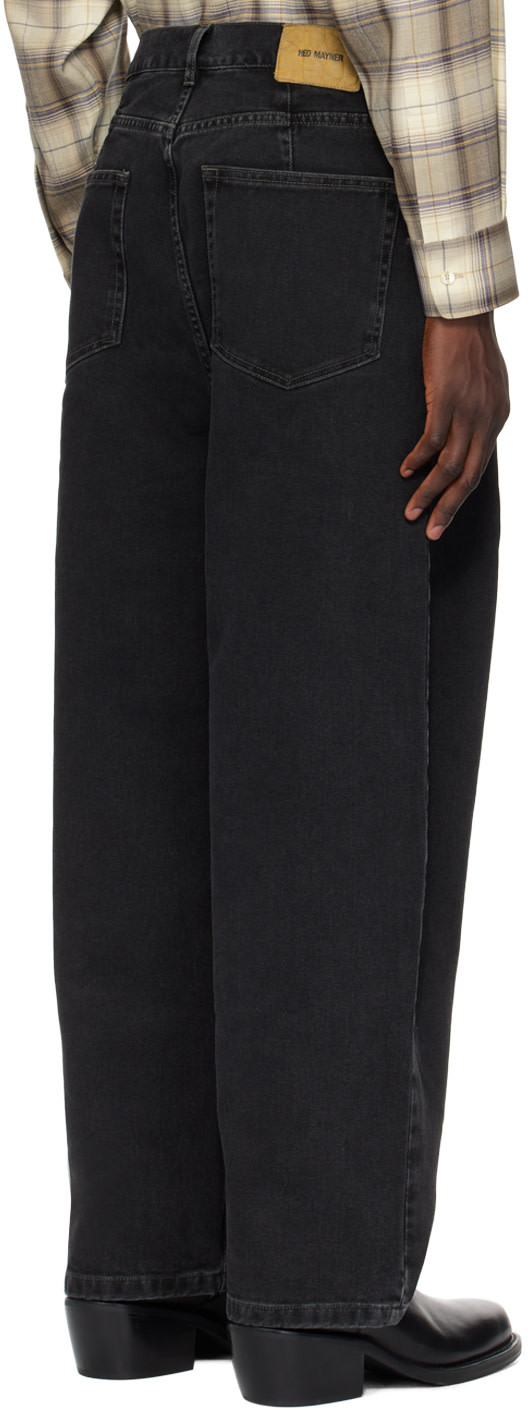 Hed Mayner Black Pleated Jeans In Black