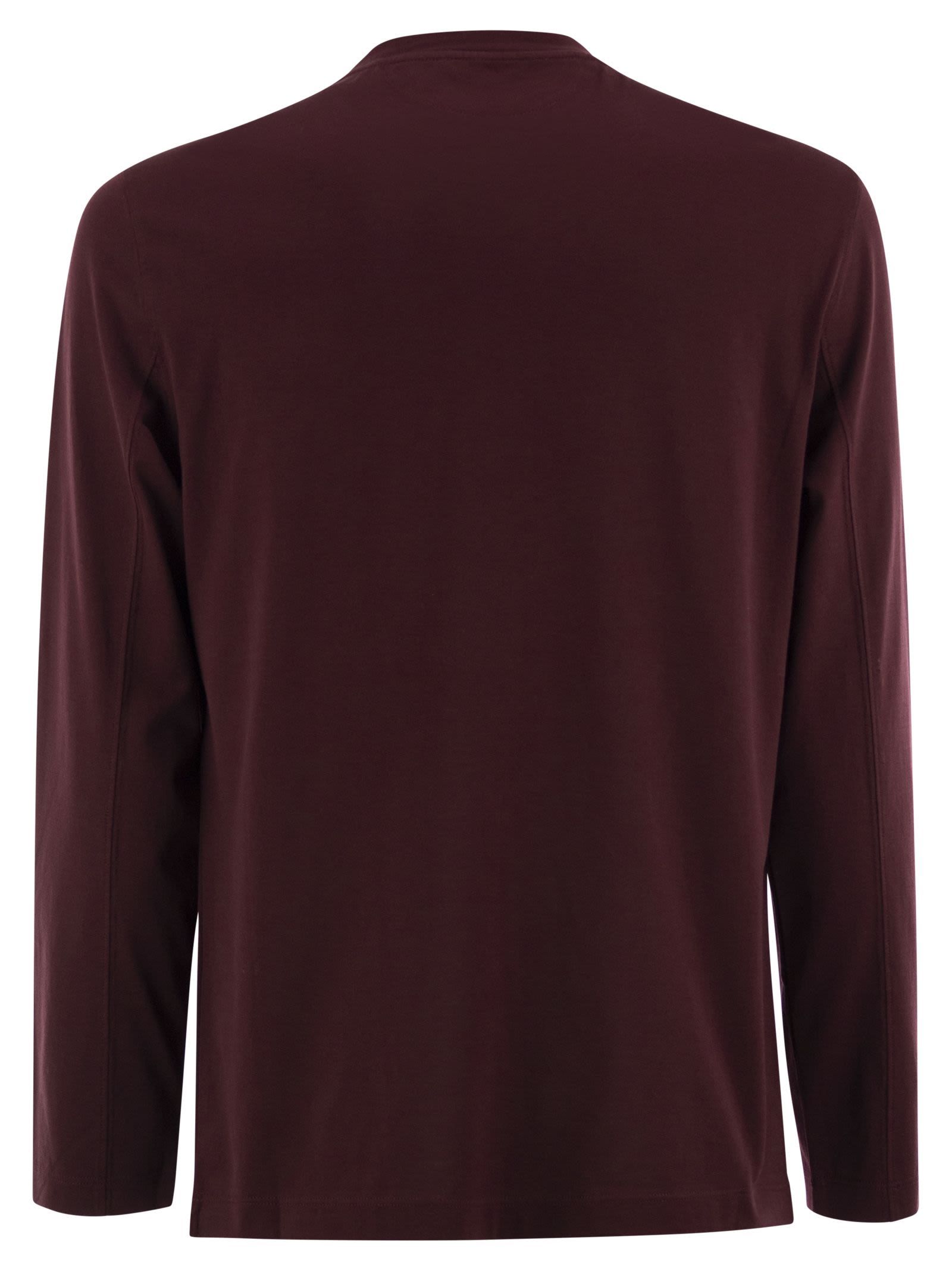 Brunello Cucinelli Men Crew-neck Cotton Jersey T-shirt With Long Sleeves
