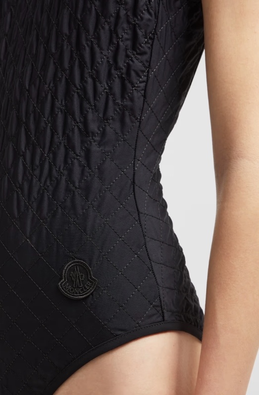Moncler Maillot De Bain À Matelassage En Losanges In Black