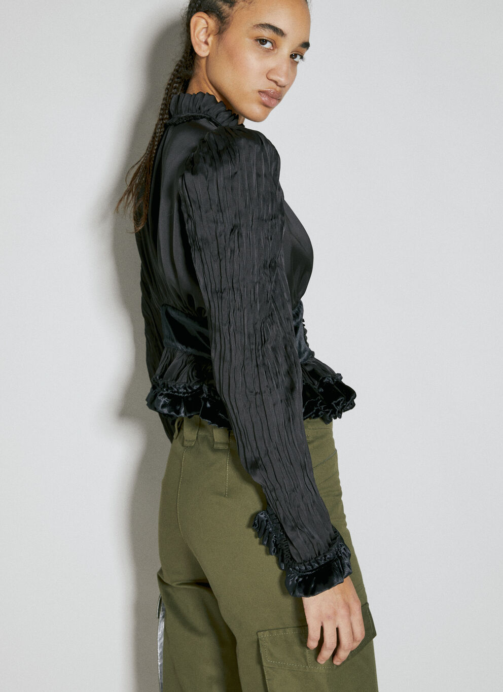 Rabanne Ruffle Panel Construction Top In Black