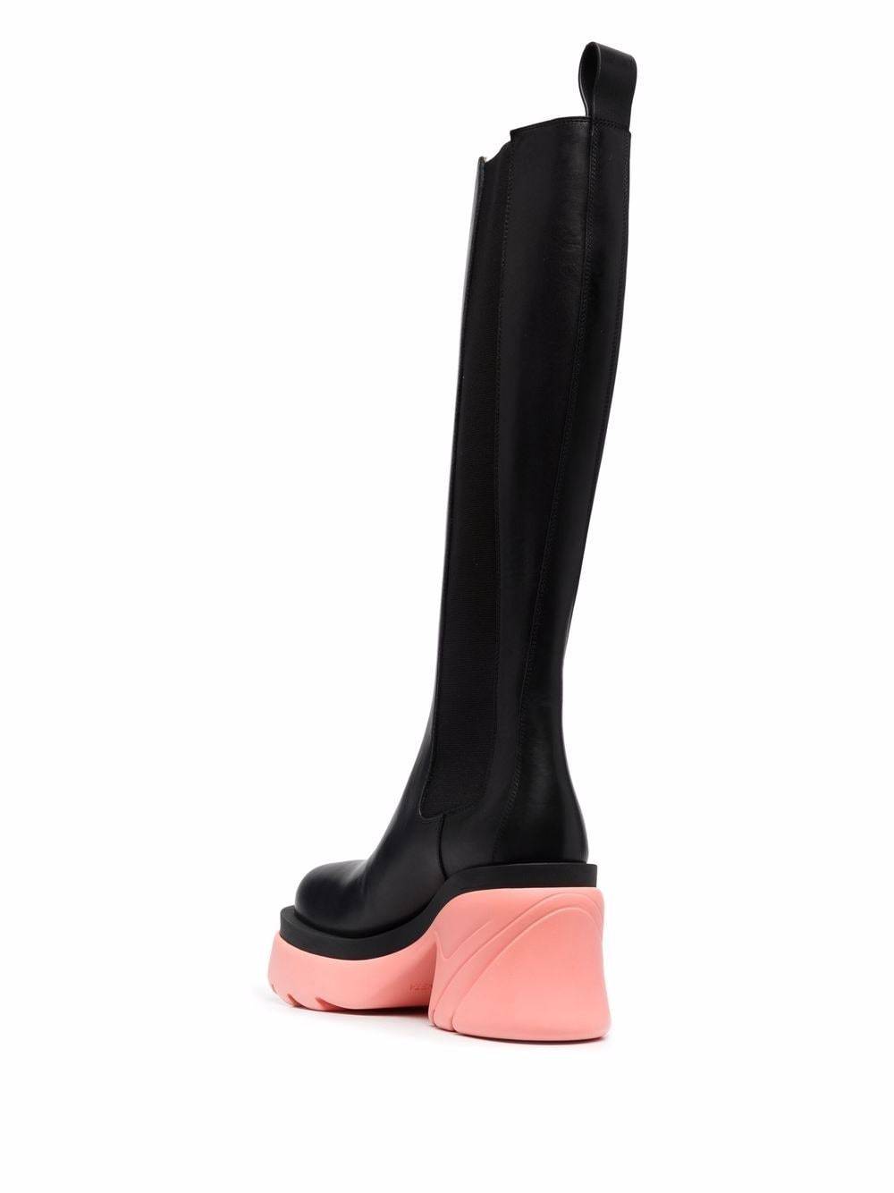 Bottega Veneta 95mm Flash Leather Tall Boots In Black